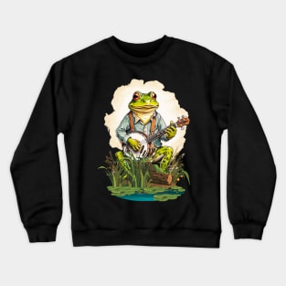 Frog Playing A Banjo Crewneck Sweatshirt